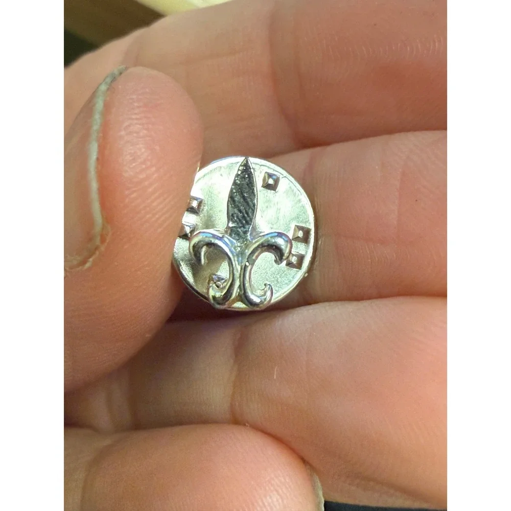 Vintage Fleur‎ De Lis Tie Tack Silver Tone Tie Pin Lapel Pin Men's Jewelry